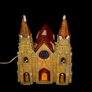 Lighted St. Barnabas’ Church by Santa’s Workbench, Classic Series, 1999 vintage